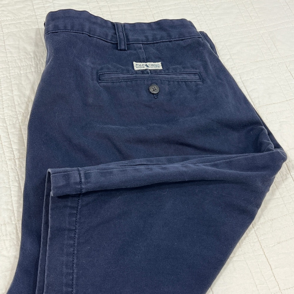 Vintage Polo Ralph Lauren‎ Tyler Shorts Mens 38 Navy Blue Pleated Chino Cotton